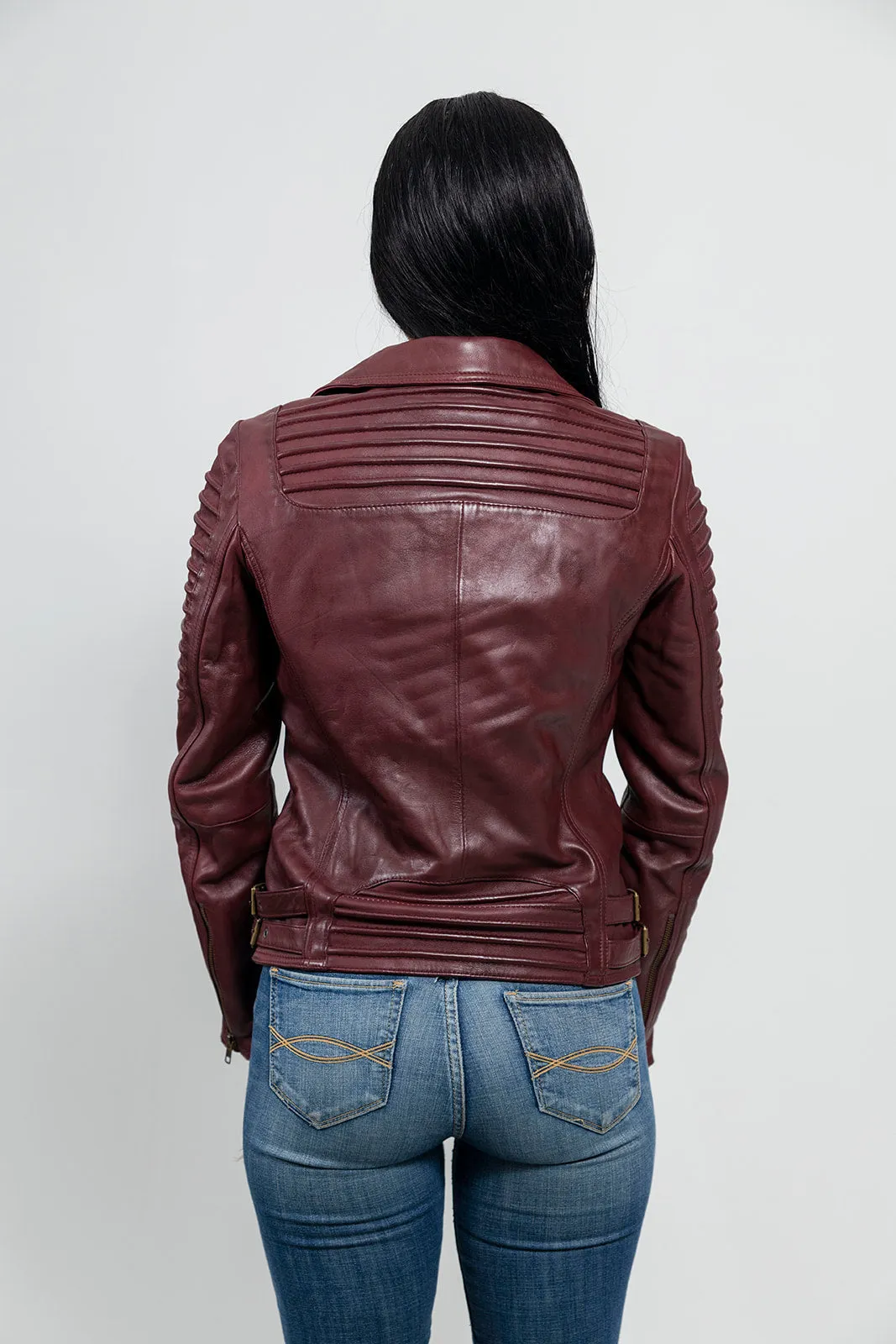 Queens Women's Leather Jacket Oxblood (POS)