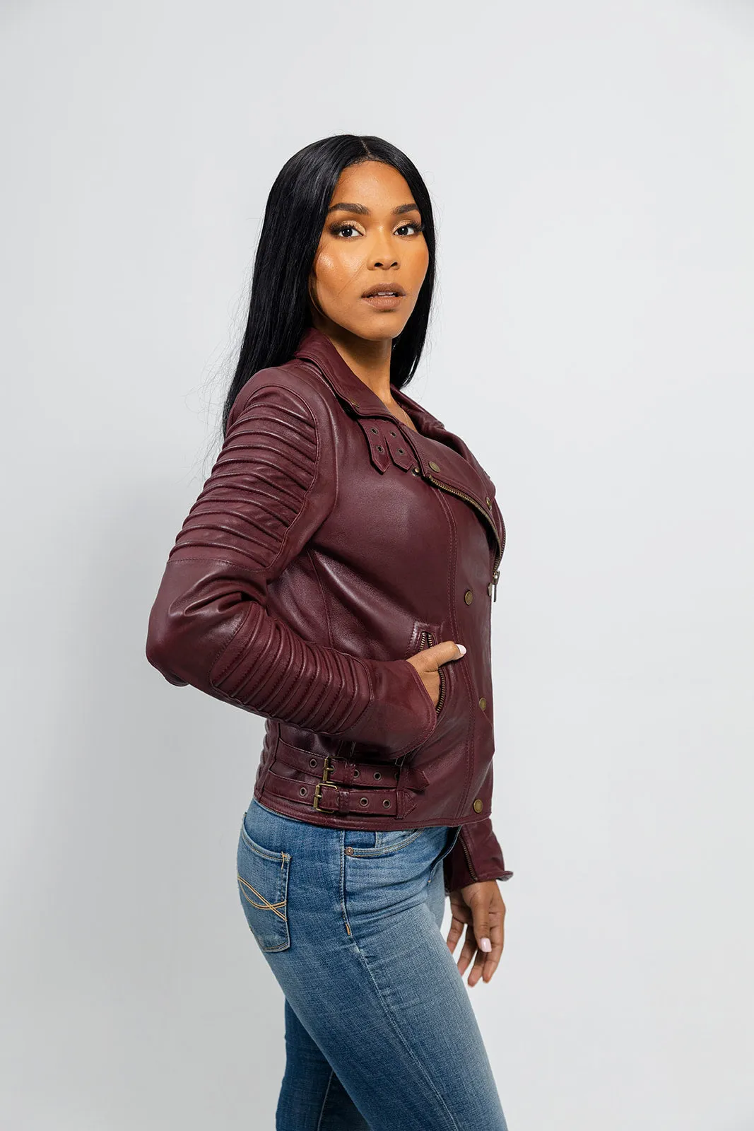 Queens Women's Leather Jacket Oxblood (POS)