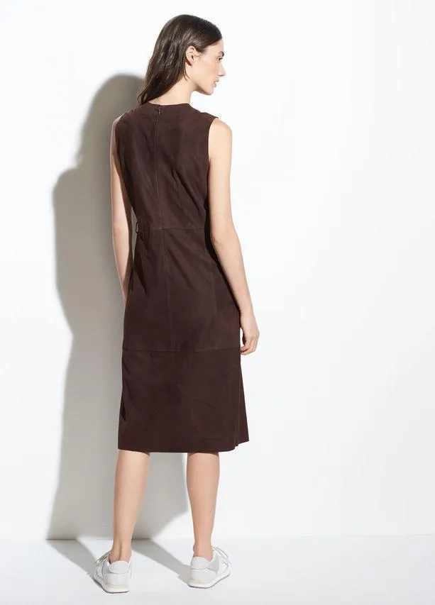 VINCE - Suede Belted Dress Black Truffle