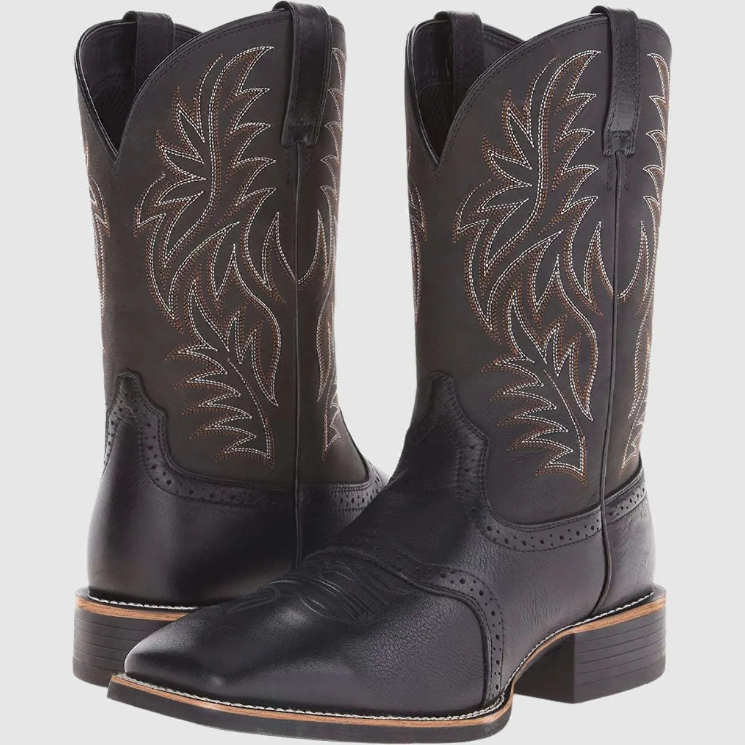Women's Vintage Embroidered Stitching Wide Head Western Cowboy Boots